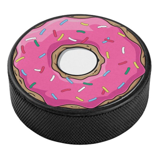 Roze Cartoon Donut met springen Hockey Puck (3/4)