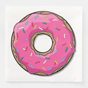 Roze Cartoon Donut met Sprinkles Servet