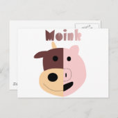 Roze: Cartoon en briefkaart van varkens (Voorkant / Achterkant)