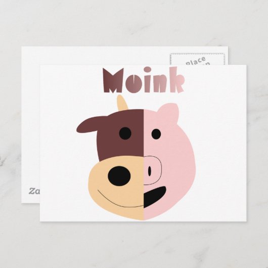 Roze: Cartoon en briefkaart van varkens (Voorkant / Achterkant)