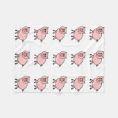 Roze Cartoon Fleece Deken (Voorkant (Horizontaal))