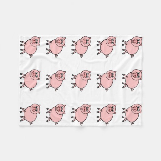 Roze Cartoon Fleece Deken (Voorkant (Horizontaal))