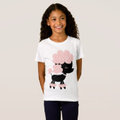 Roze Cartoon Franse Podle T-shirt (Voorkant volledig)