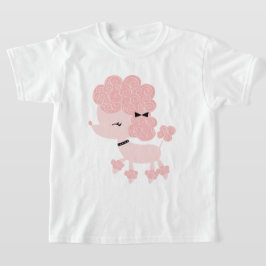 Roze Cartoon Franse Poedel T-shirt