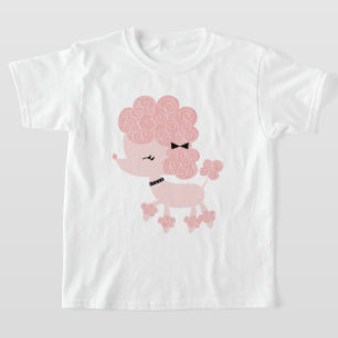 Roze Cartoon Franse Poedel T-shirt