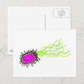Roze Cartoon Germ Briefkaart (Voorkant / Achterkant)