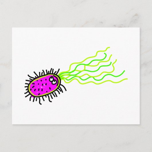 Roze Cartoon Germ Briefkaart (Voorkant)