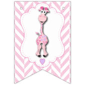 Roze Cartoon Giraffe Baby shower Vlaggetjes (Tweede vlag)