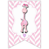 Roze Cartoon Giraffe Baby shower Vlaggetjes (Eerste vlag)
