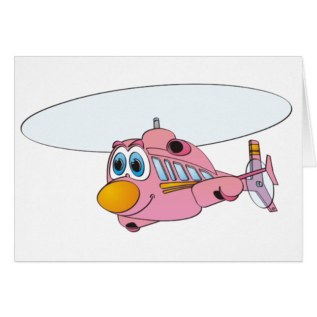 Roze Cartoon helikopter (Voorkant Horizontaal)