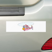 Roze Cartoon helikopter Bumpersticker (Op auto)
