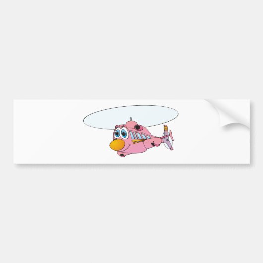 Roze Cartoon helikopter Bumpersticker (Voorkant)