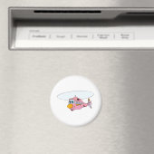 Roze Cartoon helikopter Magneet (Insitu (Vaatwasser))