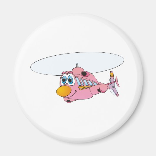 Roze Cartoon helikopter Magneet (Voorkant)