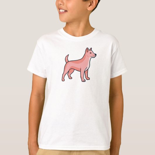Roze Cartoon Hond T-shirt (Voorkant)
