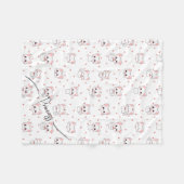 Roze Cartoon Kattenpatroon met Sterren en Huisdier Fleece Deken (Voorkant (Horizontaal))