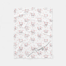 Roze Cartoon Kattenpatroon met Sterren en Huisdier