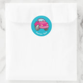 Roze Cartoon Klassieke ronde Sticker (Tas)