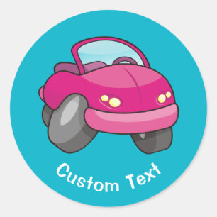 Roze Cartoon Klassieke ronde Sticker