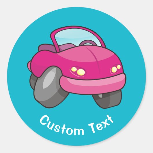Roze Cartoon Klassieke ronde Sticker (Voorkant)