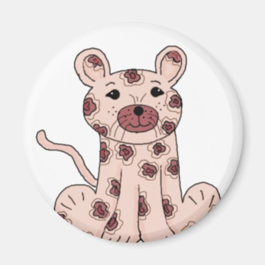 Roze Cartoon Leopard Magneet (Voorkant)