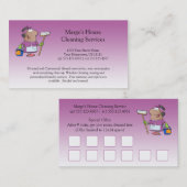 Roze Cartoon Maid House Cleaning Customer Loyalty (Voorkant / Achterkant)