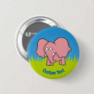 Roze cartoon met olifant pinback-knop ronde button 5,7 cm