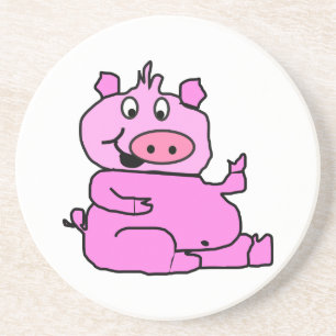Roze Cartoon Onderzetter Varkenssteen