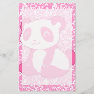 Roze Cartoon Panda Briefpapier