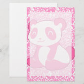 Roze Cartoon Panda Briefpapier (Voorkant / Achterkant)