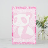 Roze Cartoon Panda Briefpapier (Staand voorkant)