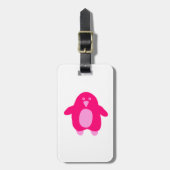 Roze Cartoon Penguin Bagagelabel (Voorkant verticaal)