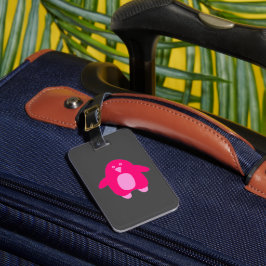 Roze Cartoon Penguin Bagagelabel