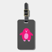 Roze Cartoon Penguin Bagagelabel (Voorkant verticaal)
