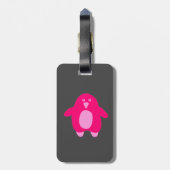 Roze Cartoon Penguin Bagagelabel (Achterkant verticaal)