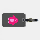 Roze Cartoon Penguin Bagagelabel (Achterkant horizontaal)