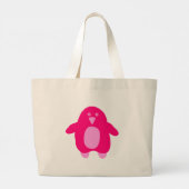 Roze Cartoon Penguin Grote Tote Bag (Achterkant)