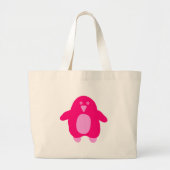 Roze Cartoon Penguin Grote Tote Bag (Voorkant)