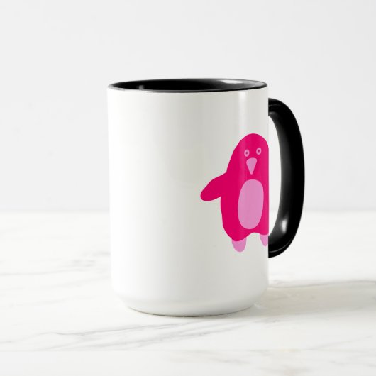 Roze Cartoon Penguin Mok (Voorkant rechts)