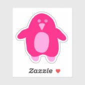 Roze Cartoon Penguin Sticker (Vel)
