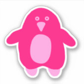 Roze Cartoon Penguin Sticker (Voorkant)