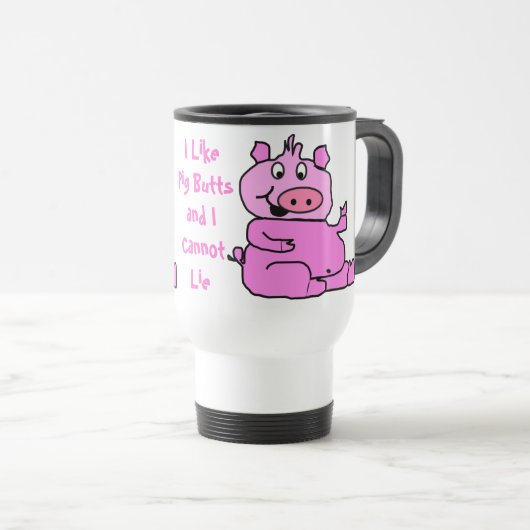 Roze Cartoon Pig Aluminium Travel Mug Reisbeker (Voorkant rechts)