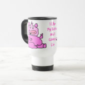 Roze Cartoon Pig Aluminium Travel Mug Reisbeker (Voorkant links)