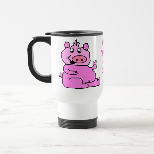 Roze Cartoon Pig Aluminium Travel Mug Reisbeker (Links)
