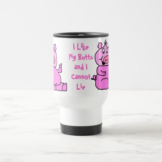 Roze Cartoon Pig Aluminium Travel Mug Reisbeker (Center)