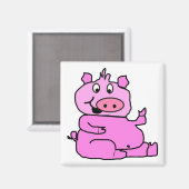 Roze Cartoon Pig Magnet (Voorkant / Achterkant)
