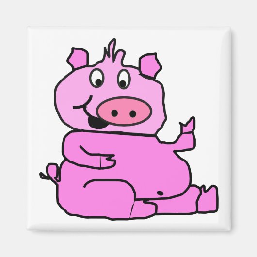 Roze Cartoon Pig Magnet (Voorkant)