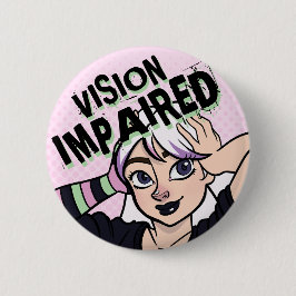 Roze Cartoon Punk Meisje Slechterziend Ronde Button 5,7 Cm