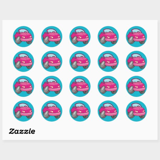 Roze Cartoon Ronde Sticker (Vel)