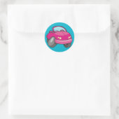 Roze Cartoon Ronde Sticker (Tas)